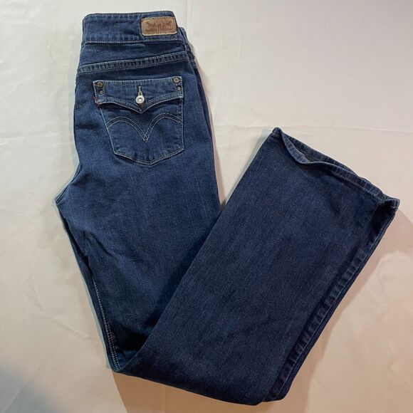 Levi's 526 Slender Bootcut Jeans Womens Size 8 Blue Dark Wash Denim Flap Pockets - Picture 5 of 5